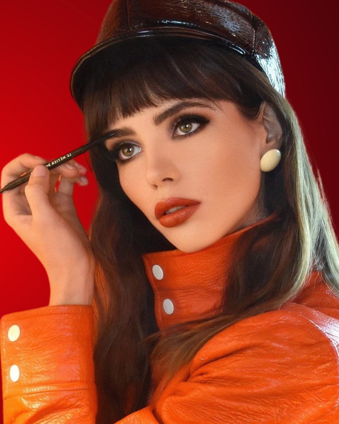 Work makeup transformed into holiday glam, featuring effortless elegance with shimmering eyeshadows, bold lipstick, and radiant skin, perfect for festive celebrations